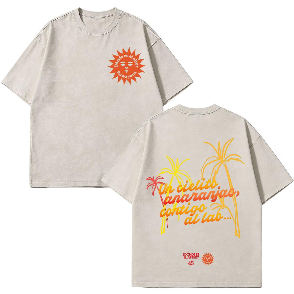 

Rawayana Donde Es El After Album Print Vintage Washed T Shirt Unisex Women Hiphop Trend Tshirt Casual Loose Cotton T Shirts Top S