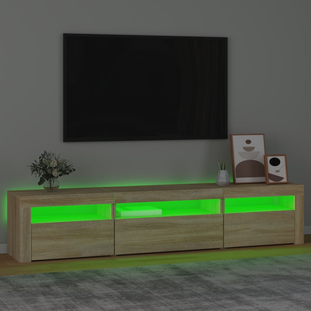Vidaxl Szafka Pod Tv Z Oświetleniem Led, Dąb Sonoma, 195X35X40 Cm