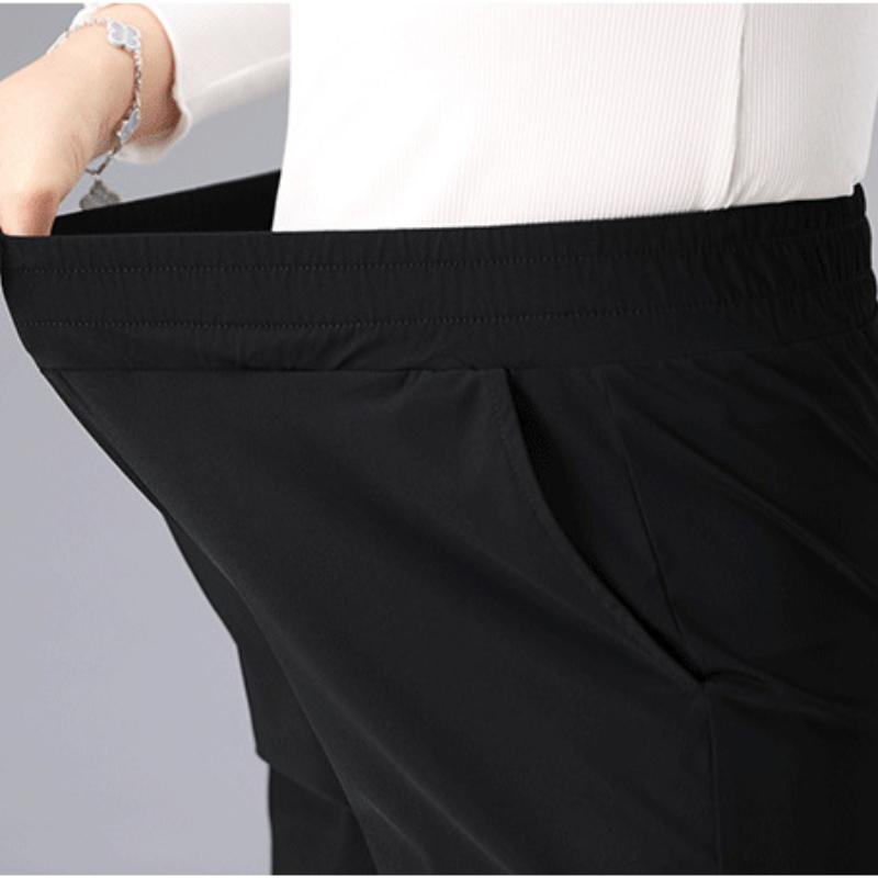 Women's Summer Thin Casual Pants Plus Size 7XL Ice Silk Trousers   Mother Pants   Straight Pants Loose Stretch
