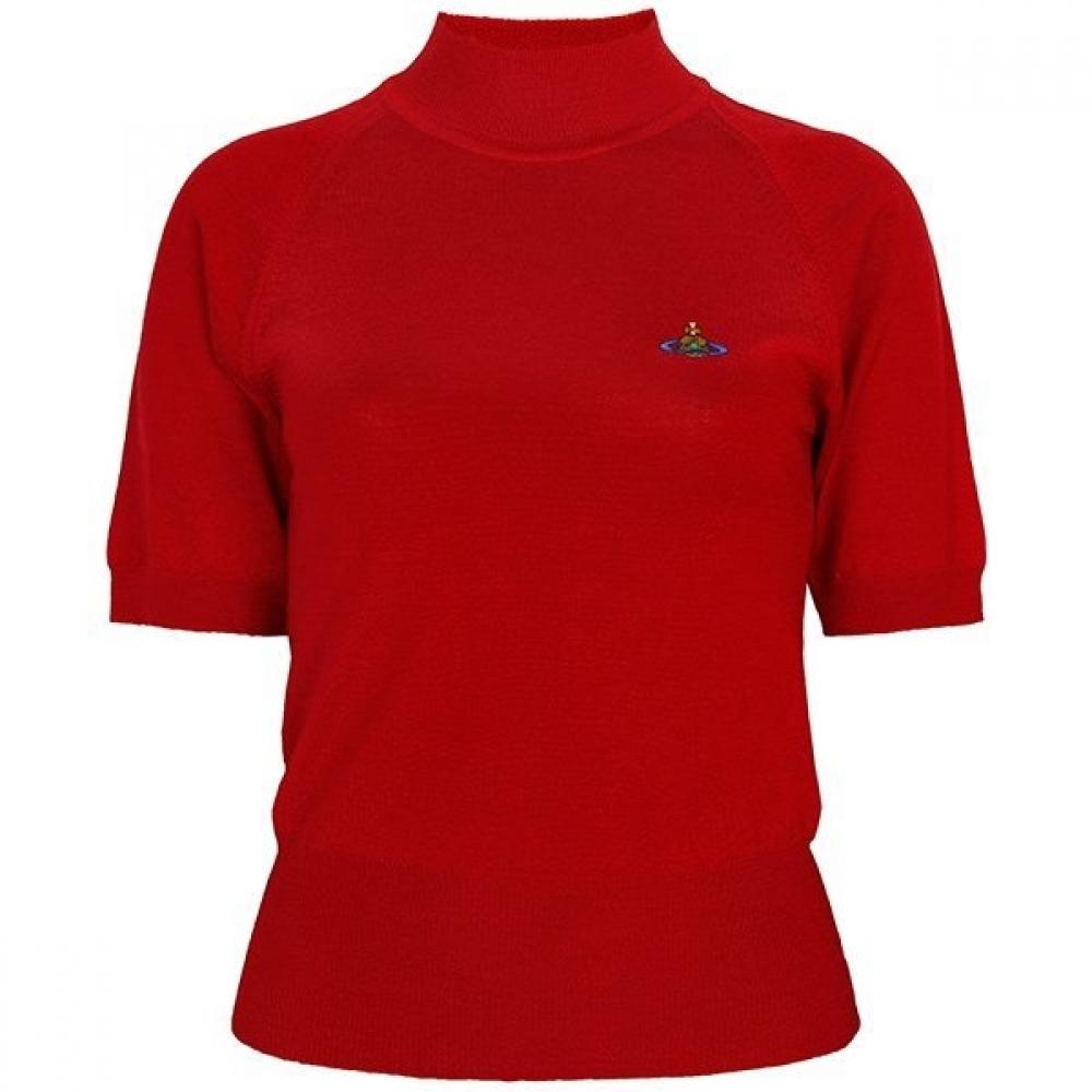 

Вивьен Вествуд Красный Bea Шерсть Шелк Короткий рукав Водолазка Трикотаж 18030022 Y000q H401 XS