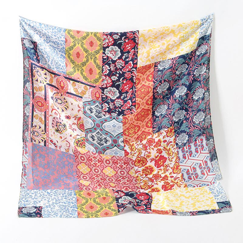 Floral Printed Silk Satin Scarf Elegent Shawl Fallow Travel Head Wrap Women Outdoor Windproof Shawls 180*90cm