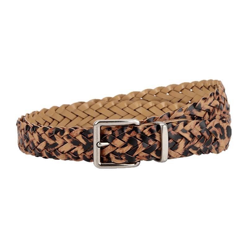 European and American Retro Leopard Skin Braided Belt for Women Silver Buckle Personalized Dress Accessories Hot Girl Decorative Belt for Women