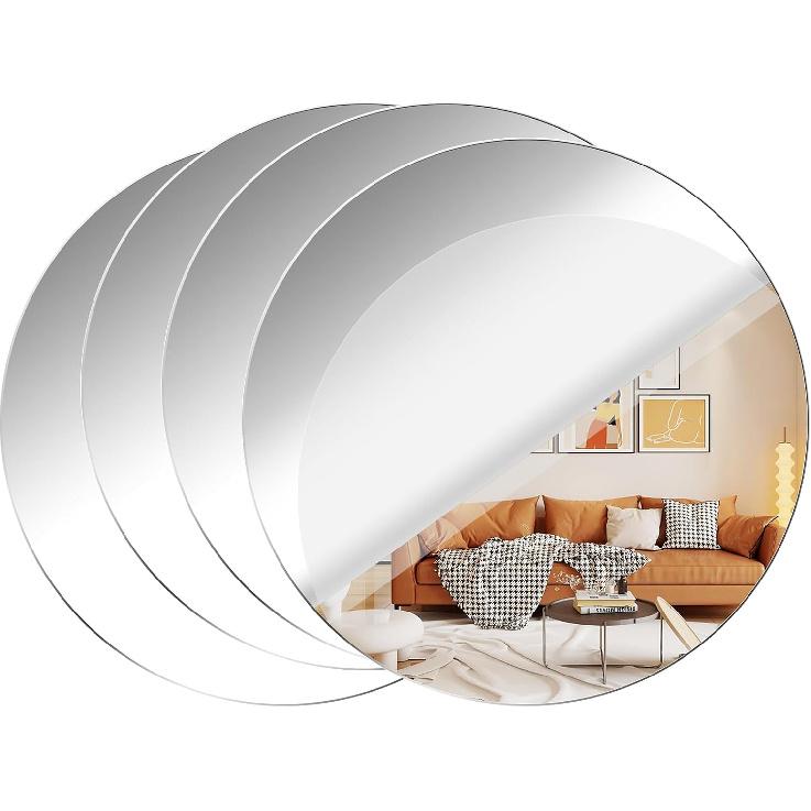 Acrylic Round Mirrors Self Adhesive Non Glass Mirror Circle Wall Mirror Clear Wall Sticker Decals for Wedding Table Centerpiece and Home Living Room