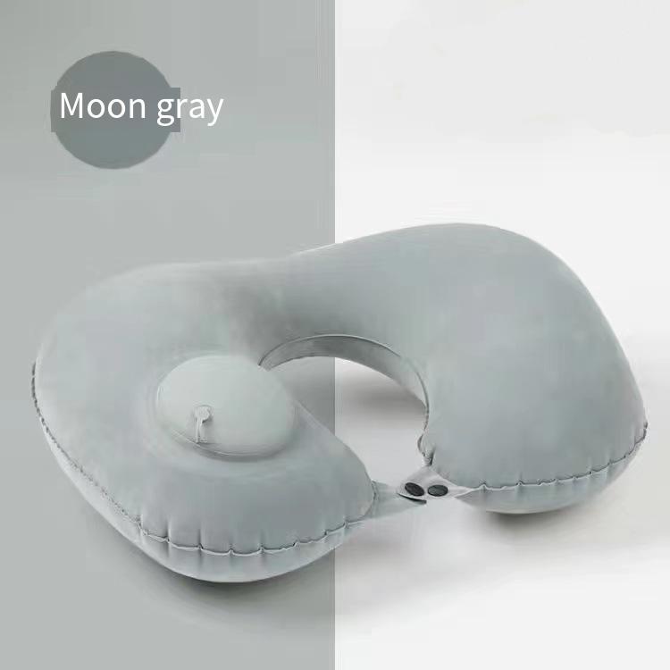 

Portable Push-Inflatable U-Shaped Neck Pillow: Outdoor Travel Neck Support Pillow With 360° Free Rotation Contours To Neck Curve сірий