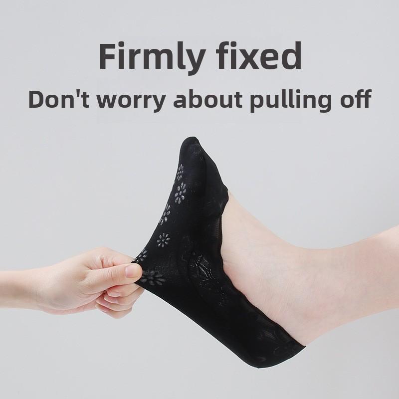 5 Pairs Boat Socks Non-slip Women's Bottom Socks Ice Silk Super Soft Summer Shallow Mouth Invisible Socks