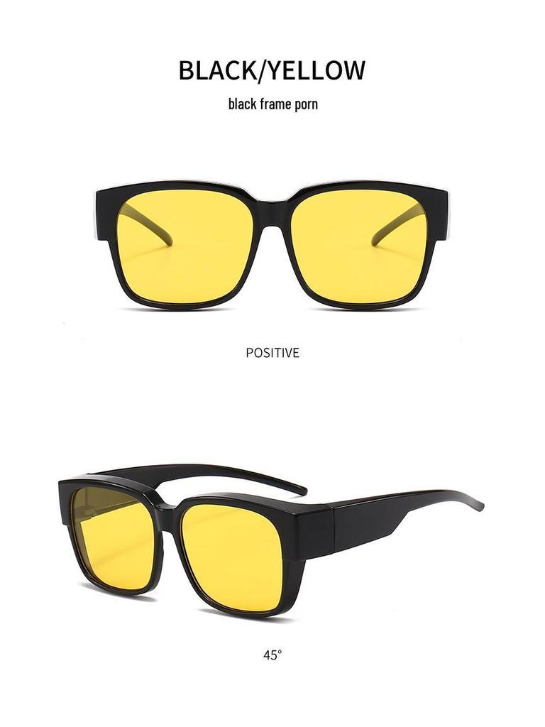 Luxury TR90 Square Frame Polarized Sunglasses - Unisex One-Piece, Dual-Use