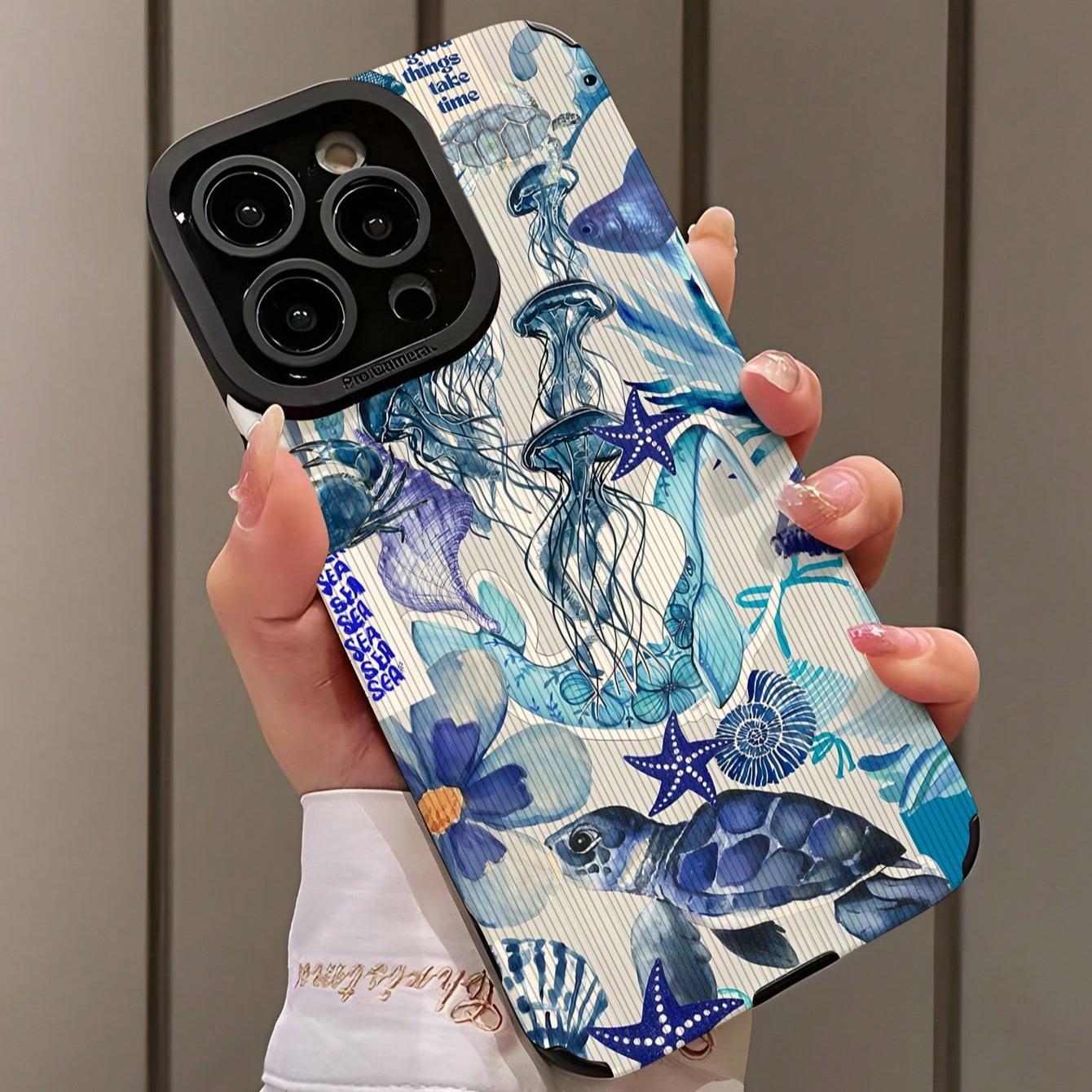 

Модный чехол для телефона на тему океана, совместимый с iPhone 16 Pro Max 15 Pro 14Plus 13 12 11 X/XS, аксессуары для смартфона, противоударный For iPhone 7