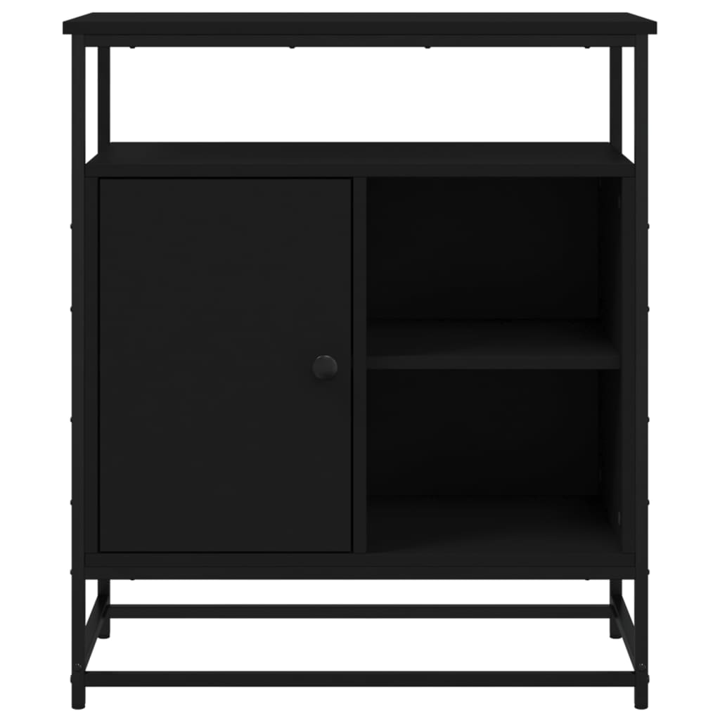 Flur, Esszimmer, Beistellschrank Neben Dem Sofa Im Wohnzimmer, Stauraum Mit Tür Und Doppelregal, Multifunktionsschrank, Schwarz 69x35x80 Cm