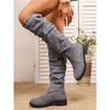 Suede Stacking Boots for Winter 2025 New Plus-size Fleece Low-heeled Sleeves Are No More Than Knee-length Boots for Women