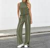 Women's 2-Piece Sleeveless Tank Top and Wide Leg Pant Set for Workout and Casual Wear