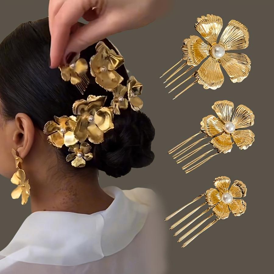 3Pcs Comb Retro Court Luxury Noble Hairclip Elegant Deluxe Pearl Flower French Style Hair For Women Fashion Hair Accessories