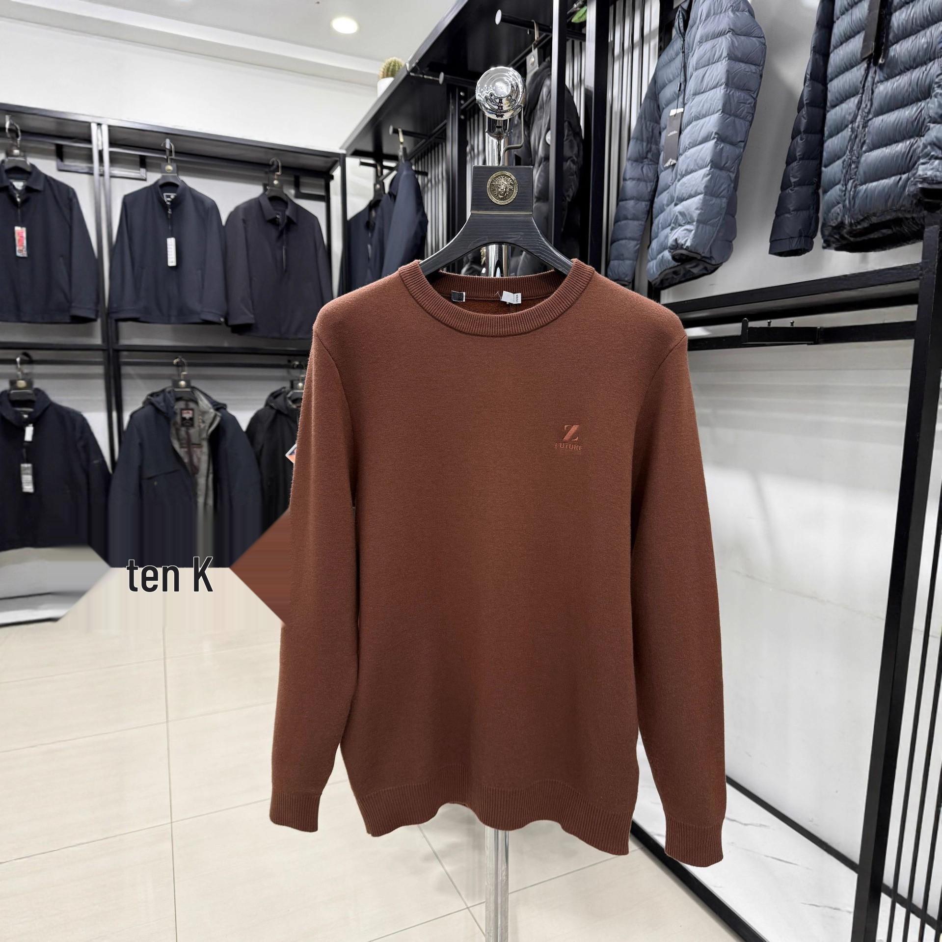 

H Brand Winter Wool Sweater: Soft, Skin-Friendly, Thick, Slim-Fit, Yarn-Spun Round Neck 4Y136A Size 175, 130-145 lbs темно-помаранчевий колір