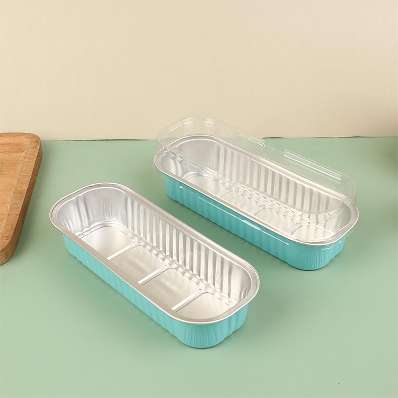 10Pcs Reusable Rectangle Aluminum Foil Tin Cup With Lids Pudding Cake Mold Air Fryer Small Baking Tray Baking Pastry Tools
