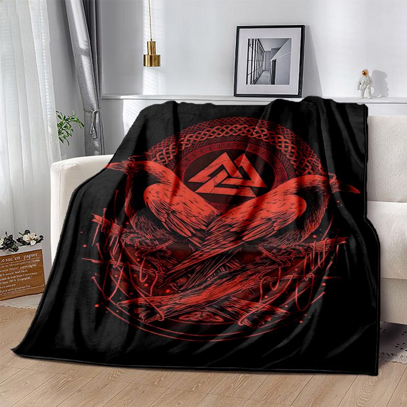Nordic Mythology Flannel Blanket Soft All-Season Throw, Design for Camping, Car Travel, Hiking Sofa, Bed, Office Perfect Gift for Parties