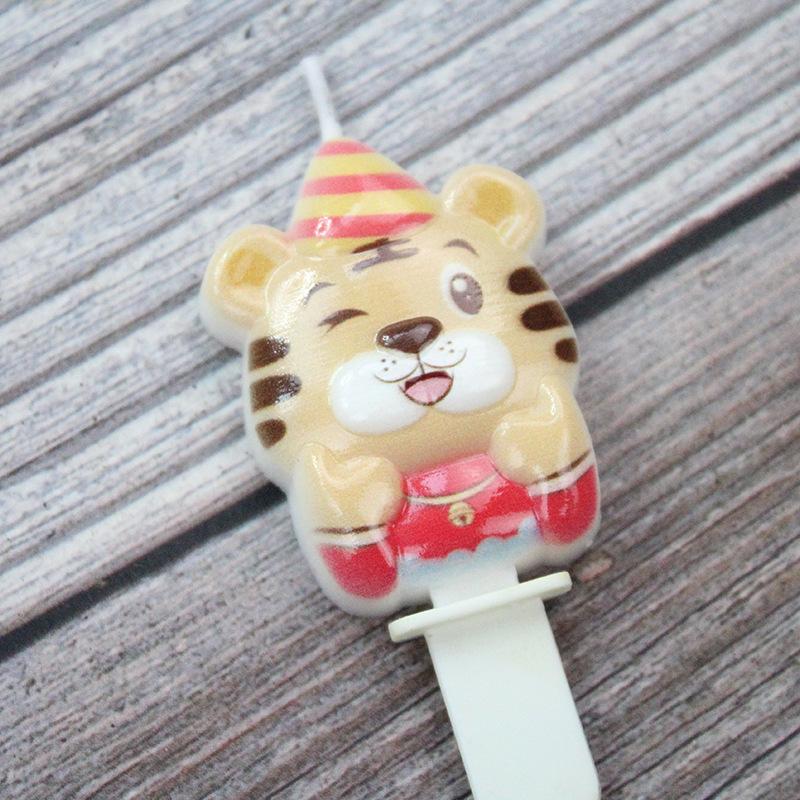 New Product Little Tiger Birthday Candle Cartoon Zodiac Sign Tiger Baby Birthday Party Animal Cake Decoration Ornament