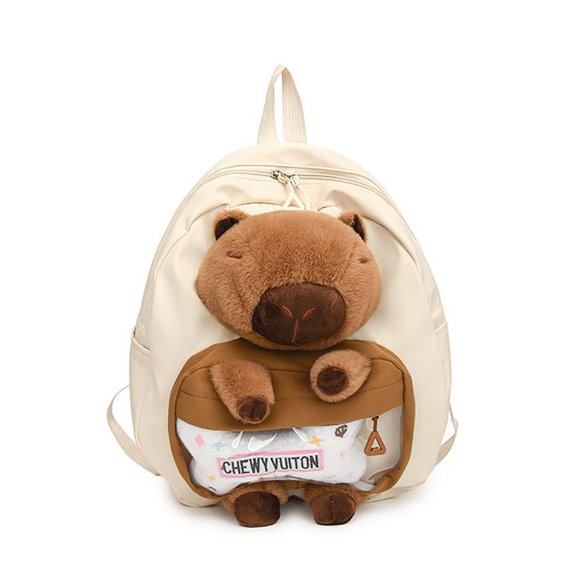 

Забавный плюшевый рюкзак-капибара, мультяшный, большой вместимости, школьный рюкзак для студентов, милый мягкий рюкзак с животным для девочки, ребенка, подарки бежевый