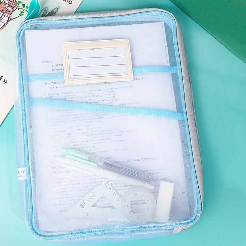 A4 Stationery Storage Bag Double-Layer Mesh Zipper Bag Large Capacity Organizer Folders School Office Supplies Stationary Bag зелёный 527₽