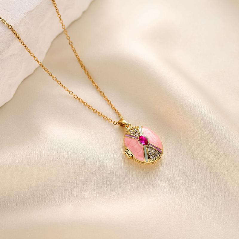 Collana con Ciondolo Portafoto a Forma di Cuore Ovale Apribile in Acciaio Inossidabile per Donna Gioielli Moda Vintage Regali