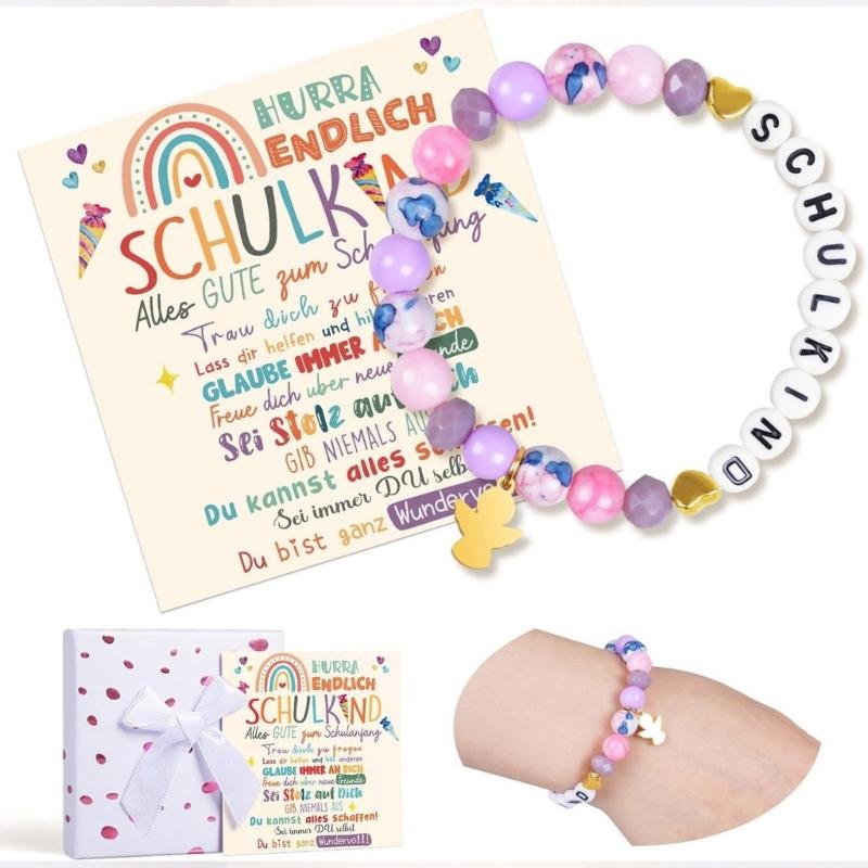 Creative Letter Bead Bracelet With/without Pendant Detail, Acrylic Design Wristlet For Teens Daily Accessories
