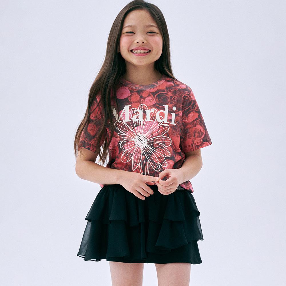 [mardimercredi] KIDS TSHIRT FLOWERMARDI FLEUR DE ROSE_RED IVORY S(100)