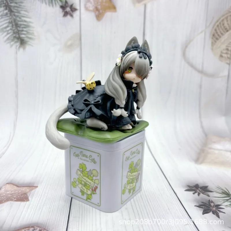 

Чайная коробка Фигурки кошек Аниме Чайник Кукла Лолита Милая Скульптура кошачьих Статуэтка Рибозы Настольные фигурки Украшение Гостиная Орнамент