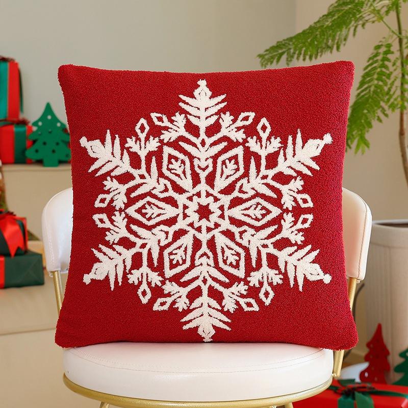 Christmas Elk Snowflake Pillow Sofa Bedside Cushion Embroidered Home Ins Style Pillow European and American