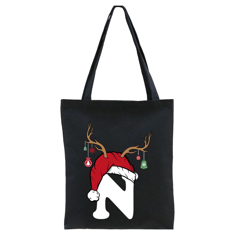 Christmas 26 English Letter Printing Tote Bag Shoulder Bag Women's New Large Capacity Go Out Portable
