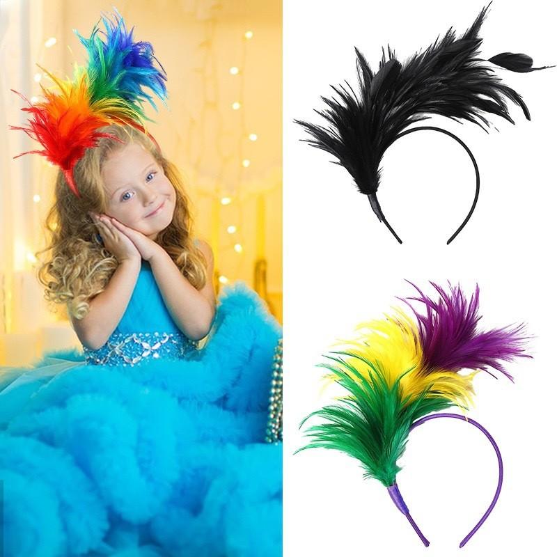 New Retro Rainbow Feather Headband For Kids Ideal For Halloween Parties And Celebrations