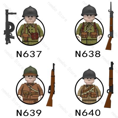 N637 N638 N639 N640 Soldat des Zweiten Weltkriegs MOC Actionfigur Schwert Moc Modell Kinder Mini Bausteine Spielzeug Geschenk