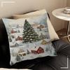 Winter Town Holiday Printable Christmas Tree Stitch Dragon Pillow Cover Sofa Cushion Cover Home Room Decoration Children Gift
