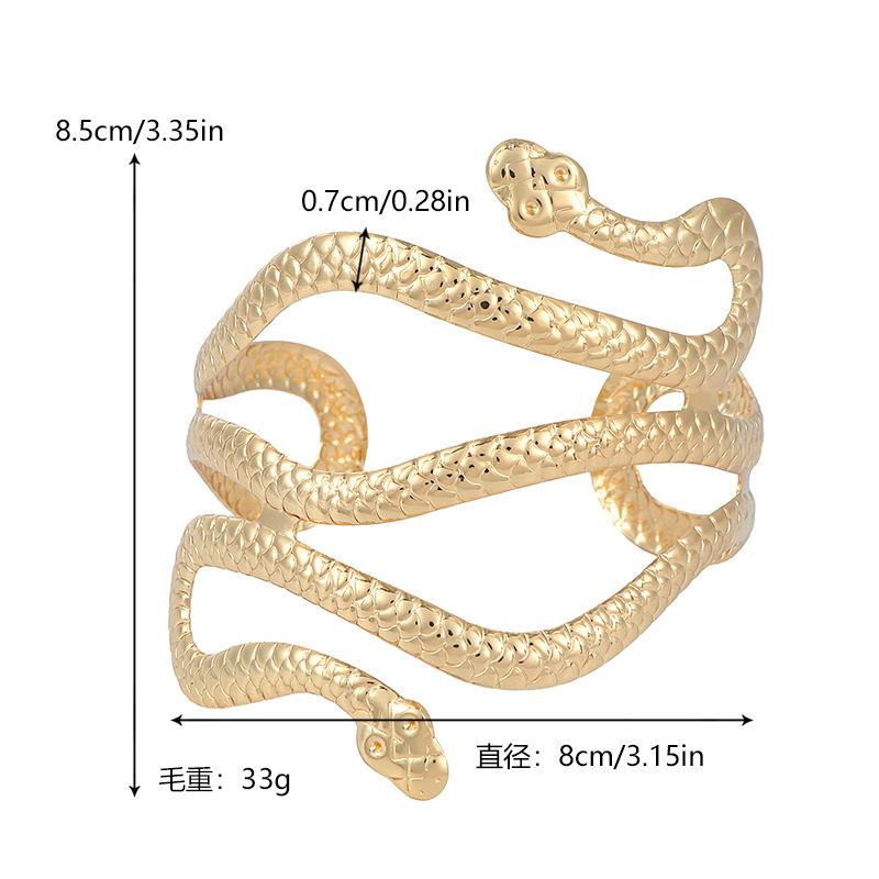 Fashion Personalized Snake Head Arm Ring Bracelet, Adjustable Metal Exaggerated Opening Snake-Shaped Winding Hand Jewelry