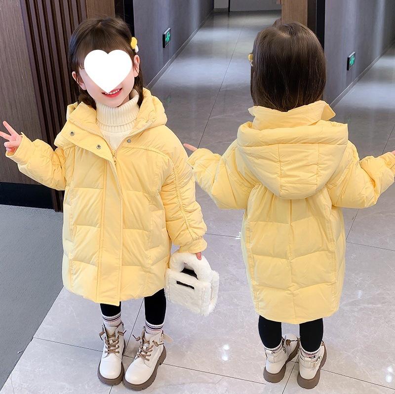 

Girls Mid-Length Winter 2025 Thickened White Duck Down Jacket - Trendy, Warm Coat for Children 130 cm