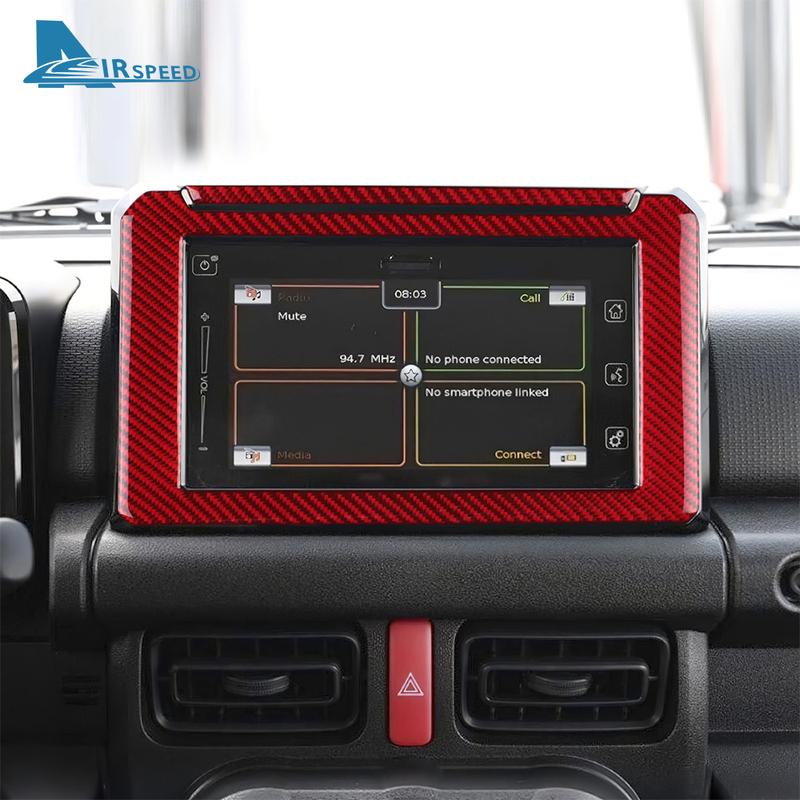 Real Soft Carbon Fiber Sticker For Suzuki Jimny 2024 2025 LHD RHD Car Central Control Screen Frame Trim