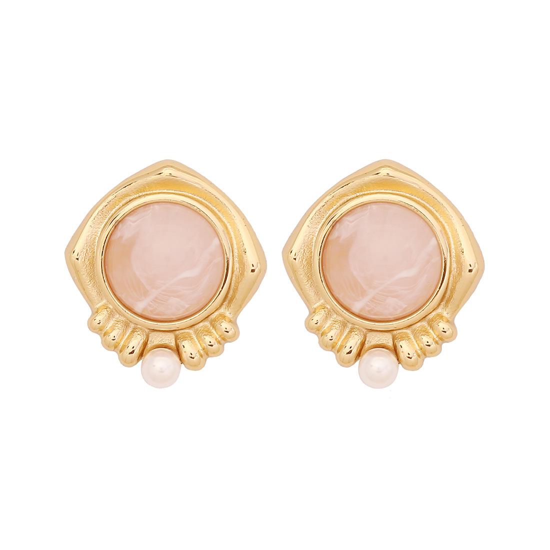 

Euro-American Retro Stainless Steel Earrings, Floral Pearl Versatile Ear Jewelry Wholesale, Cross-border New Arrival