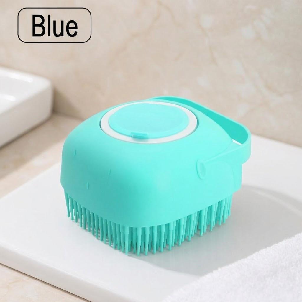 

Multifunctional Silicone Bath Brush Shower Gel Holder Massage Scrubber for Kids Adults Home Bathroom Essentials синий