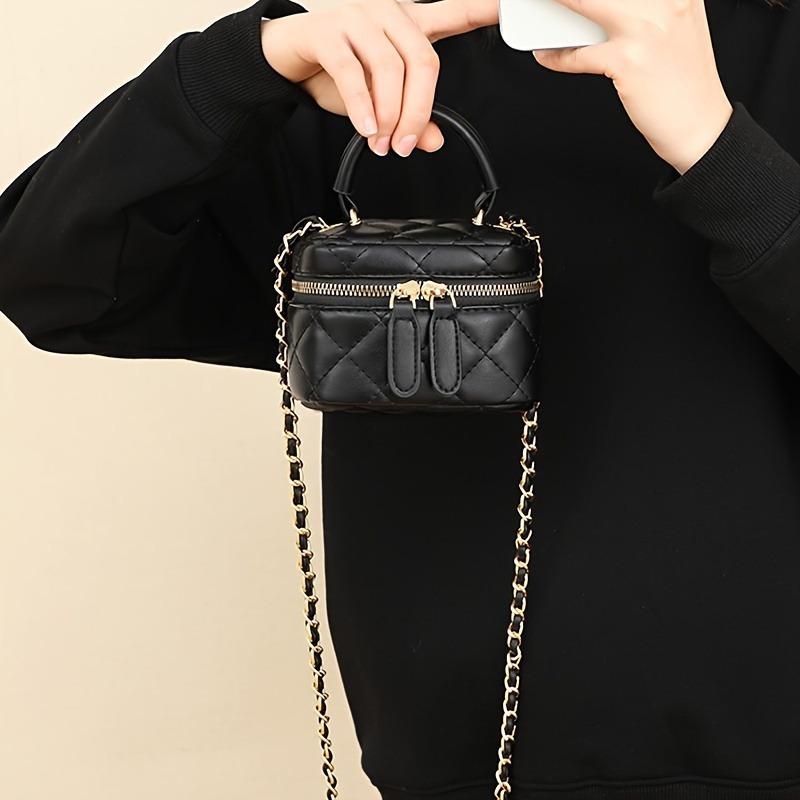 2025 Spring New Handbag Handbag Quilted Bag Chain Bag Solid Color Handheld Mini Crossbody Bag Quilted Chain