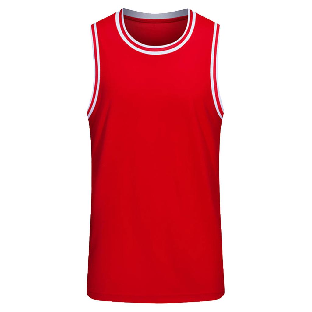 Men Sports Vest Round Neck Sleeveless T-Shirt Football Basketball Team Training Workout Exercise Tank Top