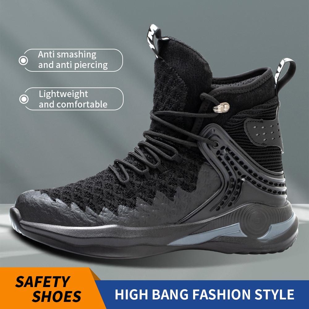 Men's High-Top Work Boots Safety Smash-Proof Steel Head Puncture-Proof Kevlar Outdoor Men's Safety Shoes