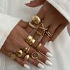 DIEZI One Set Vintage Punk Gold Silver Color Metal Rings Women Men Fashion Irregular Geometric Knuckle Joint Ring Set Jewelry