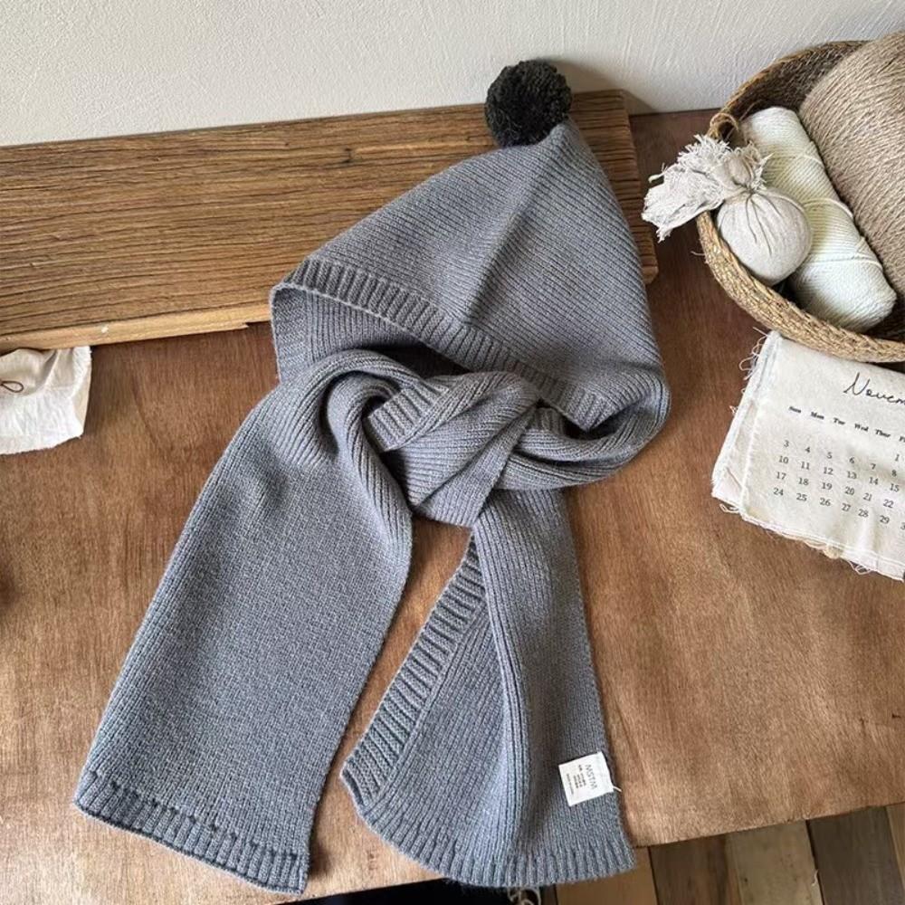 2-in-1 Kids Winter Hat Windproof Ear Protection Hat Cute Knitted Balaclava  Outdoor Wear