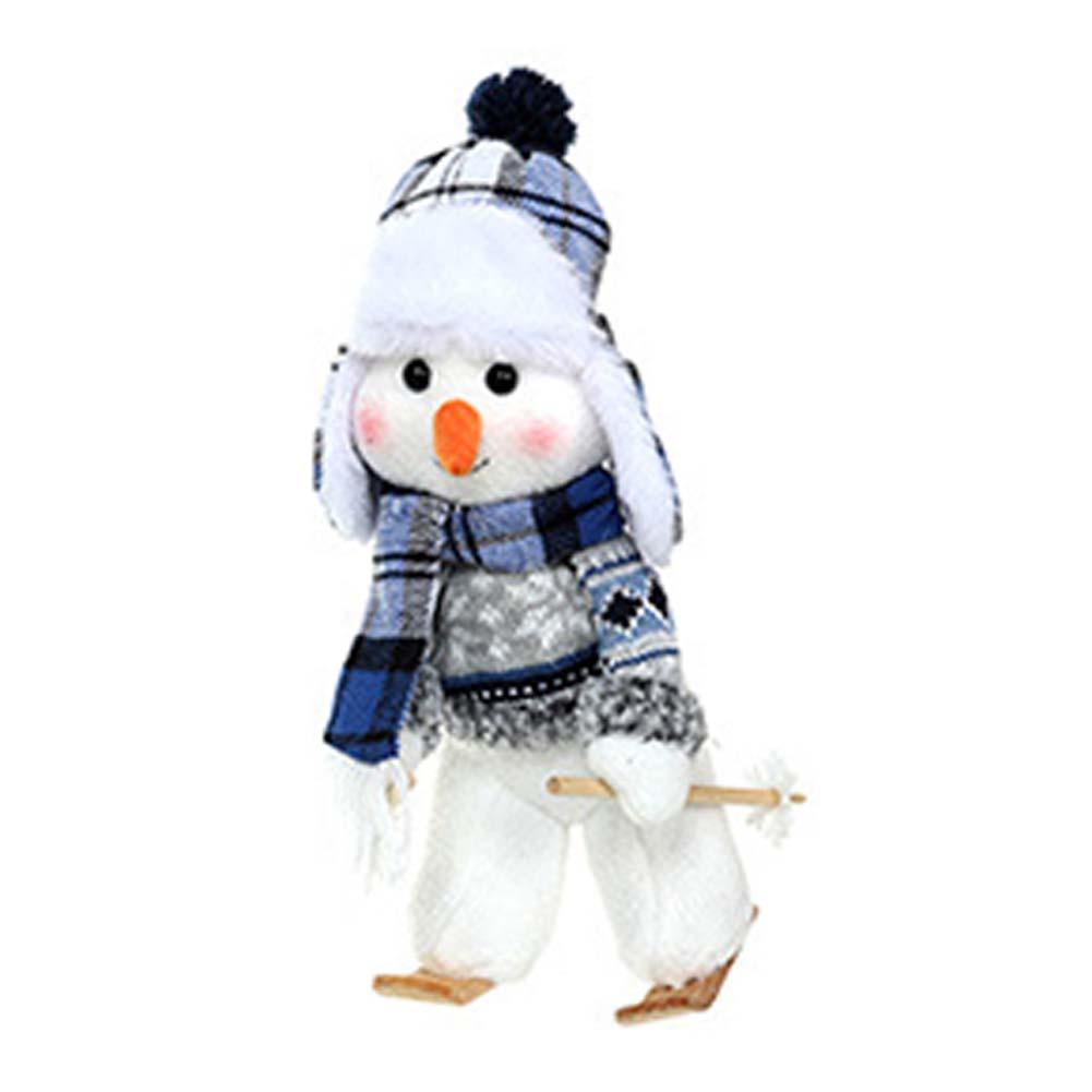 

Blue and White Christmas Snowman Plush Toy for Holiday For home Decoration Soft Fabric Material Festive Accent