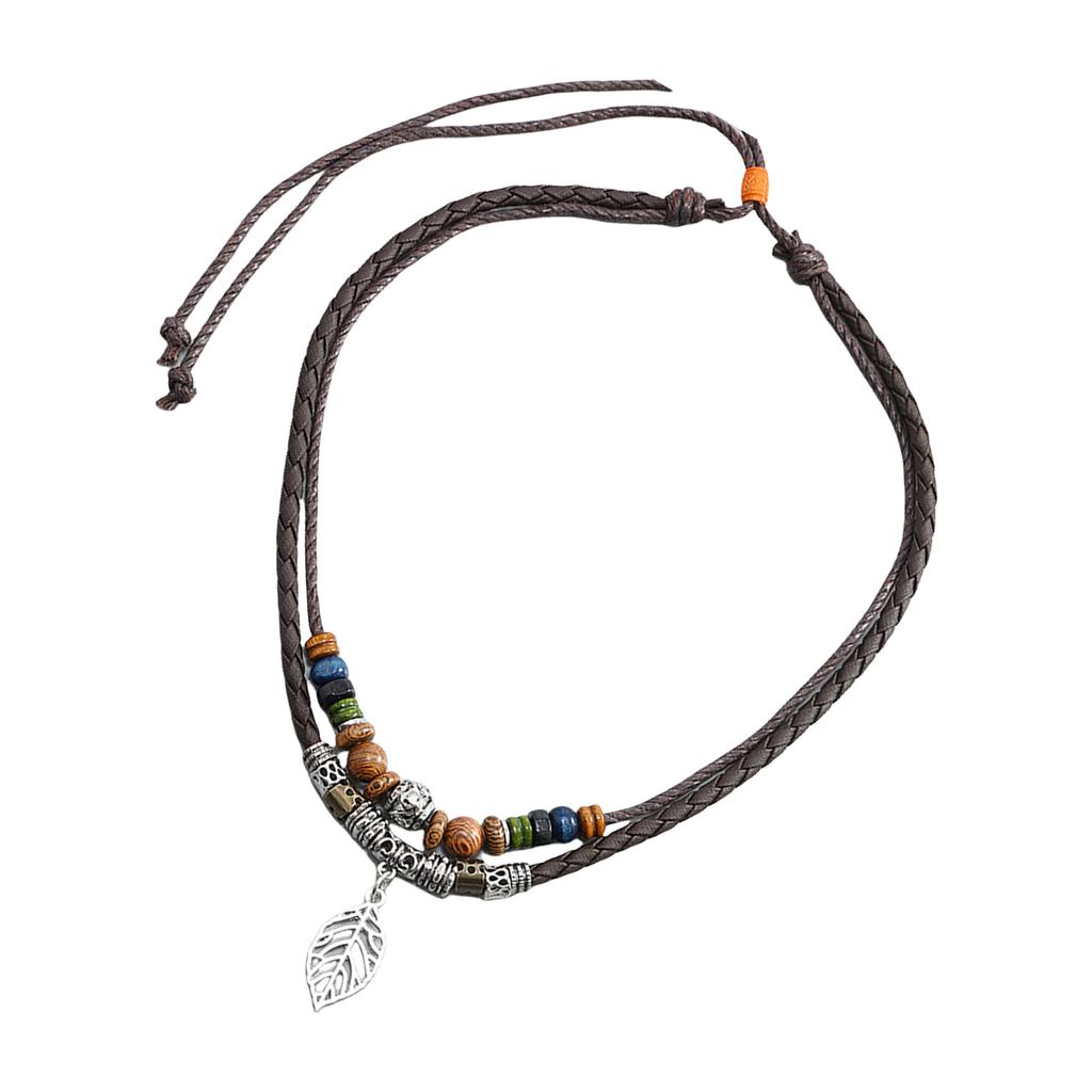 Handmade Natural Wood Bead Long Chain Necklace Adjustable Length Lightweight Multilayered Jewelry For Everyday Wear