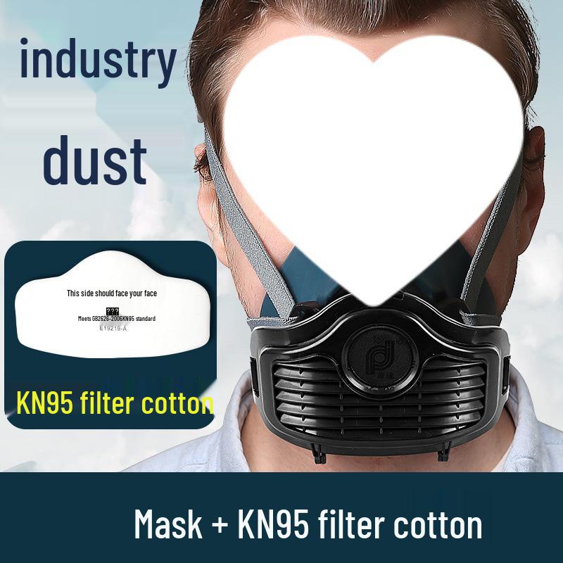 Full Face Dustproof Protective Mask for Industrial Use with Breathing Filter and Cotton Decoration