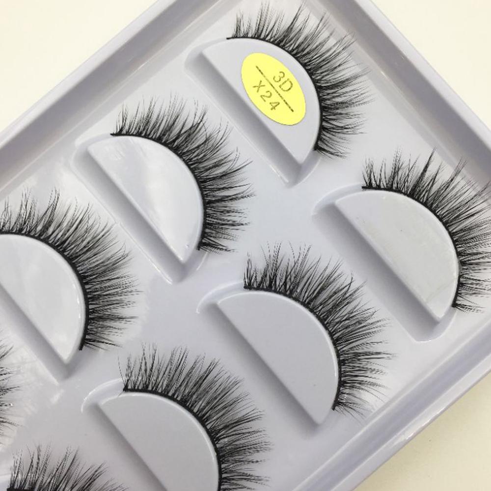 3D Nerz Falsche Wimpern 5 Paare Flauschiges Volumen Feine Wimpern Natürlich Aussehende Streifenbüschel für Party Tägliches Natürliches Nude-Make-up
