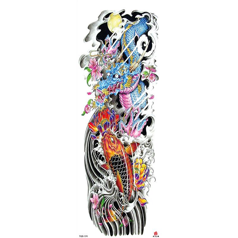Waterdichte tattoo stickers voor de hele arm: Jezus, Maagd Maria, Kroon, Leeuw-ontwerp