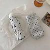 Polka Dot Cute Folding Umbrella Black Coated UV Protection Dual Use Rain Sun for Student School Commute