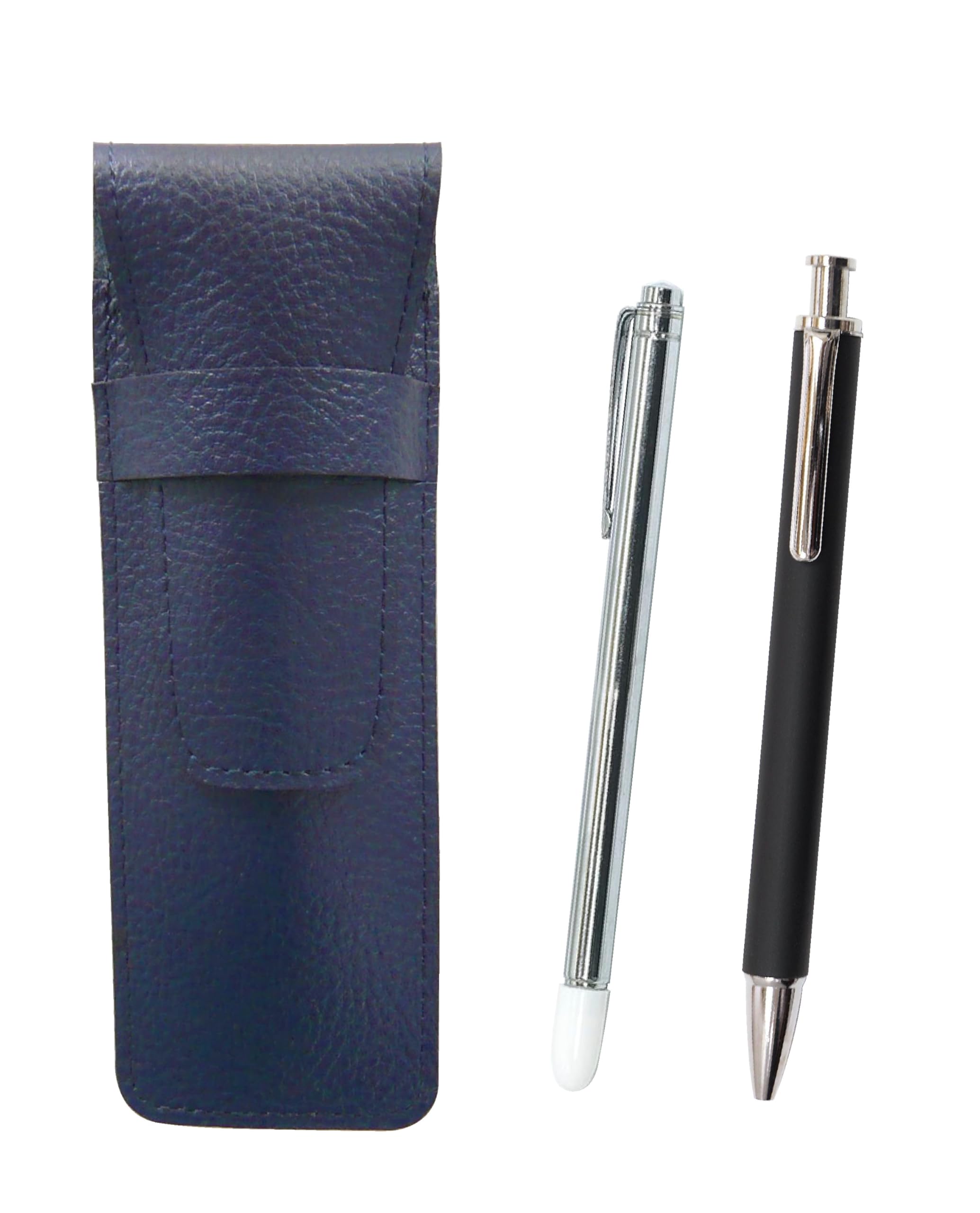 

Grained leather pencil case metal indicator rod and extruded rubber brass knock ballpoint pen black blue, shaft, set, SASL-701S-HS301B