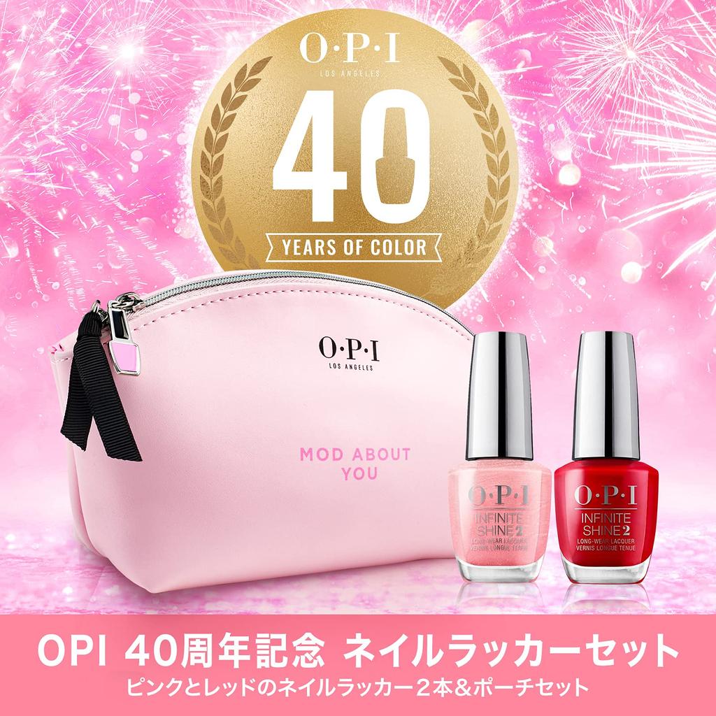 OPI Nail Polish Set (2-Piece Set) with Cosmetic Pouch, Pink & Red, 15mL Each (Infinite Shine Set SRJ219) - Perfect Gift [Official Japanese Product]