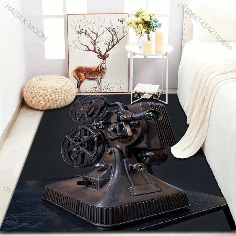 Retro Movie Film Player Print Carpet for Bedroom Living Room Bedside Sofa Floor Mat Modern Home Decor Area Rug Large Size