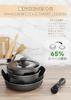 FERLORD Frying Pan and Pot Set - IH and Gas Compatible, Detachable Handles, Black, Single-Person Cooking Utensil Set, Diamond Coating, Non-Stick, Easy